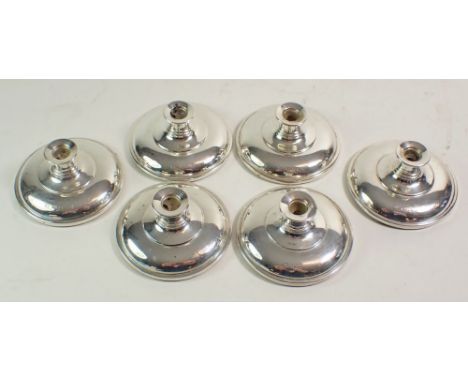 A set of six silver taper candle stick holders - each 7 1/2 cm diameter wide, Birm 1962