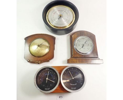 A Short and Mason marine barometer and three other vintage barometers 