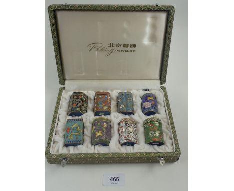 A collection of eight miniature Chinese cloisonne enamel boxes cased 