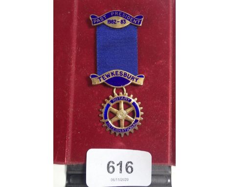 A Rotary silver enamel medal, past president Tewkesbury. 