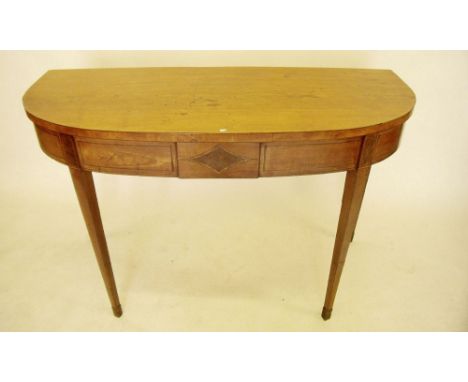 A George III satinwood 'D' end console table on square supports 