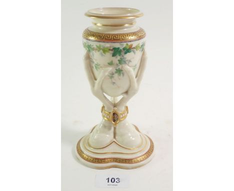 A Royal Worcester vase with eagle claw form base, 17.5 cm 