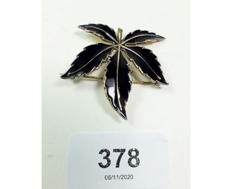 A Norwegian silver and enamel leaf brooch by Bernard and Meldahl 