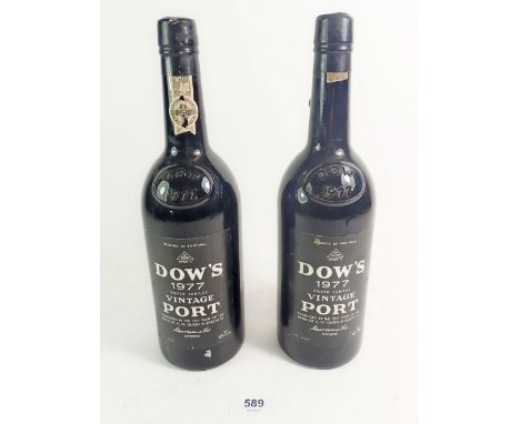 Two bottles of Dows 1977 Silver Jubilee Vintage Port 