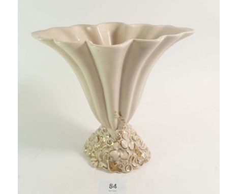 A Clarice Cliff Art Deco gilded and cream flower vase, 20cm. 