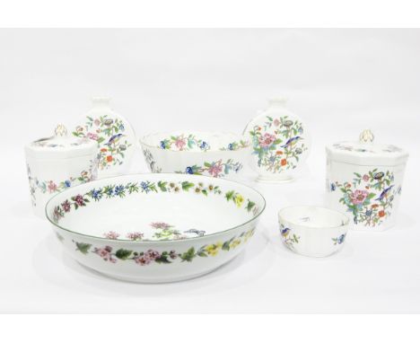 Quantity of 20th century reproduction Aynsley Pembroke pattern ware to include pair of moon flasks, pair of octagonal lidded 