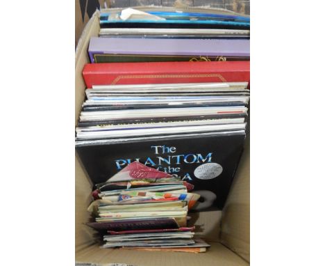 Quantity of long playing records including Phantom of the Opera, Oliver, HMS Pinafore, Abba, two boxed sets and a quantity of
