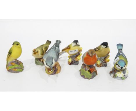 Quantity of Royal Worcester tinted bisque models of birds (some damaged), tallest 8cm (7) 