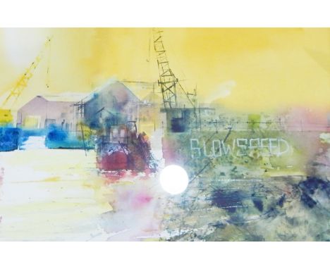 Mike Bernard Watercolour "The Docks near Padstow", signed 'M Bernard' lower right, 46cm x 69cmMartin DuttonGouache"The Barge"