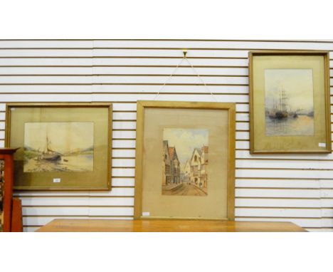 David M Martin (20th century, British) Watercolours "The Clyde", study of shipping, 36cm x 26cm and "At Loch Fyne", signed,  