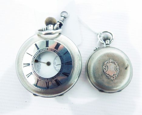 Gent's silver-cased half-hunter pocket watch, the enamelled face inscribed "P Orr & Sons, Madras & Rangoon" (c.1930) (enamel 