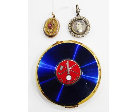 Late Victorian paste pendant of circular form with central glazed section surrounded by a border of colourless paste, a Victo