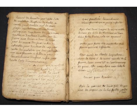 [FRENCH MEDICAL MANUSCRIPT] 18th c. French language ms. entitled: "Recueil de Remedes pour toute sorte de maladies, rupheres 