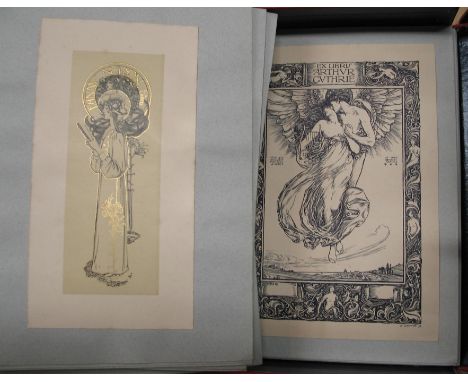 ART NOUVEAU / ARTS &amp; CRAFTS book-plates. A collection of 142 items on 77 sheets, mainly British 1890's artists, extracted