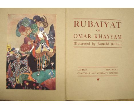 BALFOUR (Ronald) Rubaiyat of Omar Khayyam. Constable 1920, 1st Edn., tipped-in colour, tinted and b/w plates by Ronald Balfou
