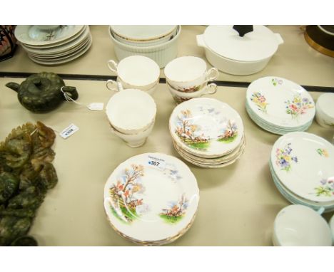 EIGHTEEN PIECE 'REGENCY' CHINA TEA SERVICE FOR SIX PERSONS, printed with hunting scenes, printed mark, (18)