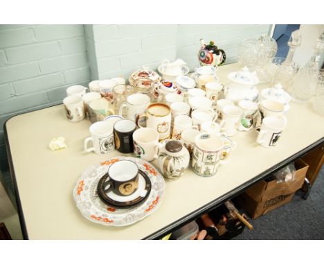 CERAMICS - WEDGWOOD 'WILLIAM SHAKESPEARE' MUG, COMMEMORATIVE CUPS AND BEAKER, MAINLY ROYAL, 1911 AND LATER, TWO VICTORIAN CHI
