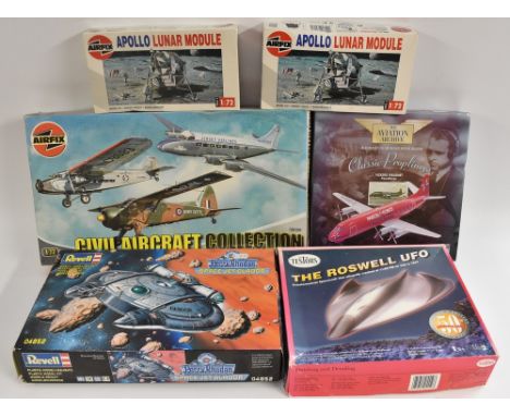 Model Kits - Science Fiction Revell, 04852, Perry Rhodan Space Jet Glador, Testors The Roswell UFO, Airfix Lunar Module x2, A