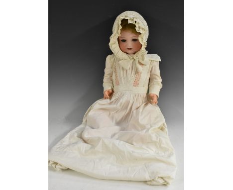 Armand Marseille  - a large bisque head doll, 996 12 head, sleeping blue eyes, open mouth, light brown hair, composite body a