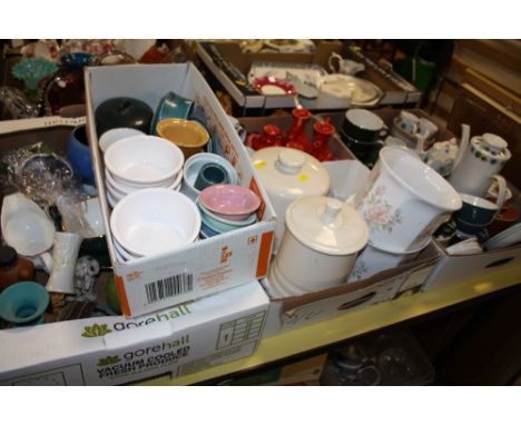 FOUR BOXES OF ASSORTED CERAMICS TO INCLUDE POOLE