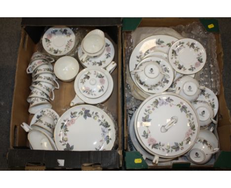 TWO TRAYS OF ROYAL WORCESTER JUNE GARLAND PATTERN CHINA TO INCLUDE A TUREEN 