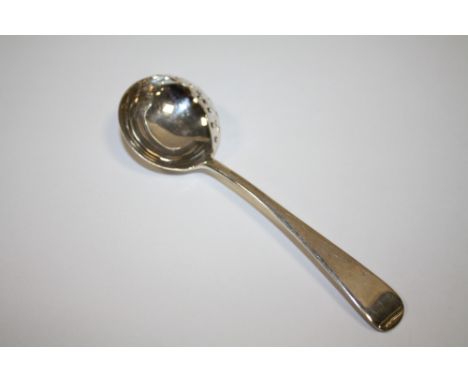 A HALLMARKED SILVER SIFTER SPOON
