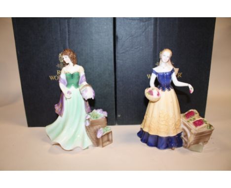 TWO BOXED ROYAL WORCESTER FIGURES CHERRY AND LAVENDER 
