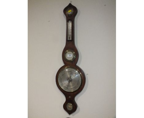 A 19 CENTURY MAHOGANY BANJO BAROMETER H-96 CM