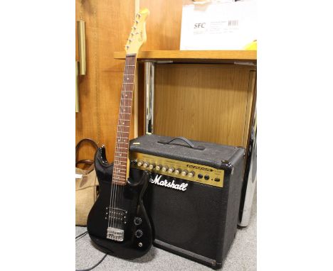 AN ENCORE ELECTRIC GUITAR, TOGETHER WITH A MARSHALL VALVESTATE VS30R AMPLIFIER 