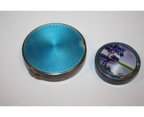 TWO SILVER AND ENAMEL COMPACTS S/D