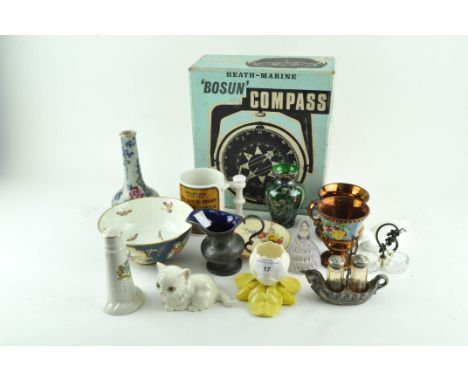 A group of ceramics, including: a Granger's Worcester candlestick and  Royal Worcester saucer; together with assorted lustrew