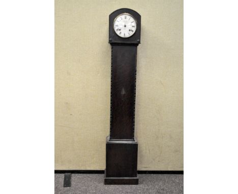 An oak cased granddaughter clock, named for F W  Ginger, Banbury, early 20th century, 120 cm high 