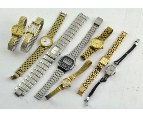 A collection of vintage wristwatches, mostly ladies, including a Ladies Rotary and an Art Deco example