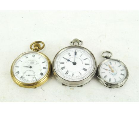 Three pocket watches including a centre second chronometer