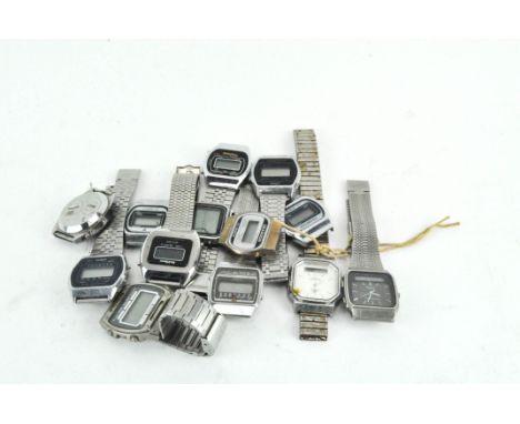 Twelve digital vintage men's watches including Casio and Lorus