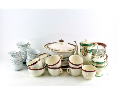 Assorted ceramics, including Japanese part tea services, J Fryer part service with claret borders etc 