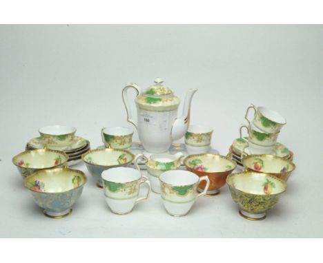 A Royal Albert 'Chatsworth' series part tea service (12 pieces); and a Crown Staffordshire china coffee set (15 pieces)