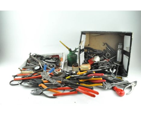 An extensive collection of tools, in three boxes