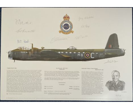 WW2 Multi-Signed Limited Edition Print 54/100 Short Stirling Mk I R9257 MG - C Aircraft History by M A &amp; S J Kinnear Mult