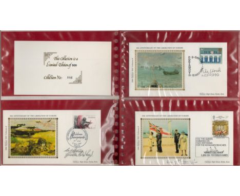 40th Anniversary of the Liberation of Europe Collection of 20 Benhams Silk Cachet FDC, 19 are Signed. Signatures to include J