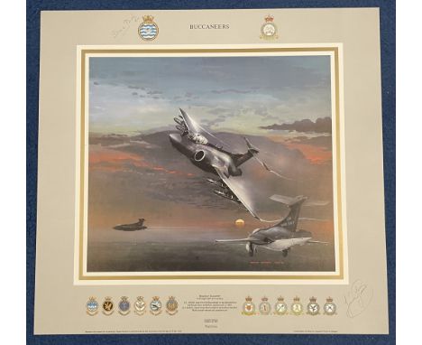 Norman Bourne and one Royal Navy Personnel Signed Buccaneers Colour Print. Print Shows Blackburn Buccaneer. Print Measures 18