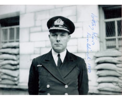Rear Admiral Sir Anthony Cecil Capel Miers, VC, KBE, CB, DSO &amp; Bar Signed 6x4 inch Black and White Photo. Signed in blue 