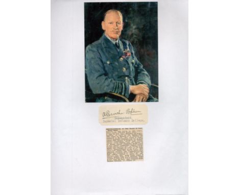 Robert Brooke-Popham Signed Signature Piece With Portrait Photo, Attached to A4 White PaperAll autographs come with a Certifi