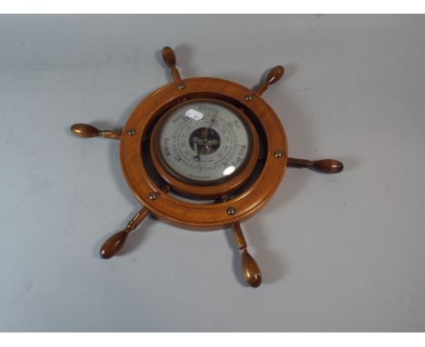 A Weathermaster Aneroid Barometer in Ships Wheel Mount 38 Cm Diameter.