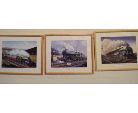 A Set of Three Steam Engine Prints by Barry G Price, The Elizabethan, King George The V and Mallard. 