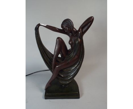 A Modern Figural Art Deco Style Table Lamp in The Form of Nude Maiden, 36 Cm High. 