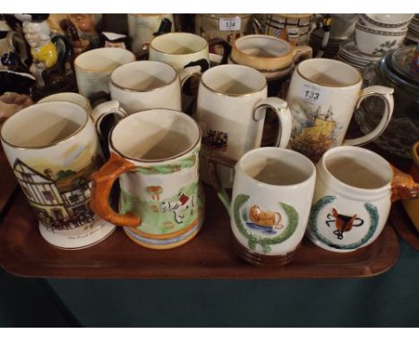 A Collection of Ceramic Tankards and Jugs by Woods, Sadler Etc. 