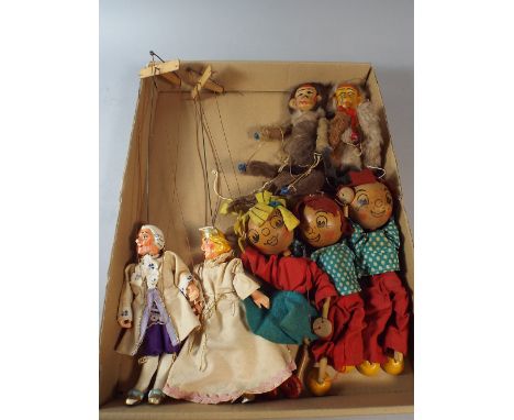 A Collection of String Puppet to Include Monkeys, King and Queen, Pelham Children. 