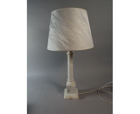 A Turned Alabaster Column Table Lamp. 