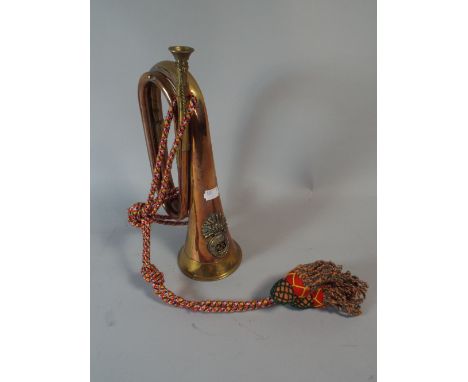 A Copper and Brass Military Bugle with Crest for Royal Welsh Fusiliers. 